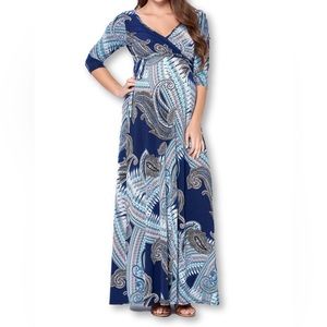 Star Motherhood faux wrap paisley maxi dress 3/4 sleeve size large